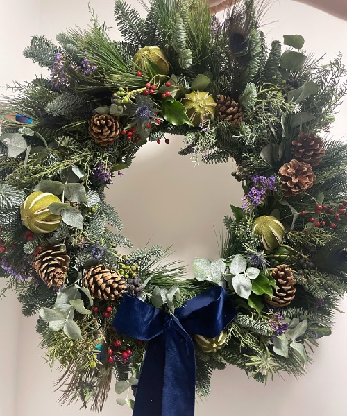 The Midnight Delight Wreath — fresh Christmas wreath by Bristol Floral Design, Clifton Village