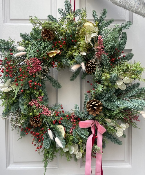 The Very Berry — fresh Christmas wreath by Bristol Floral Design, Clifton Village