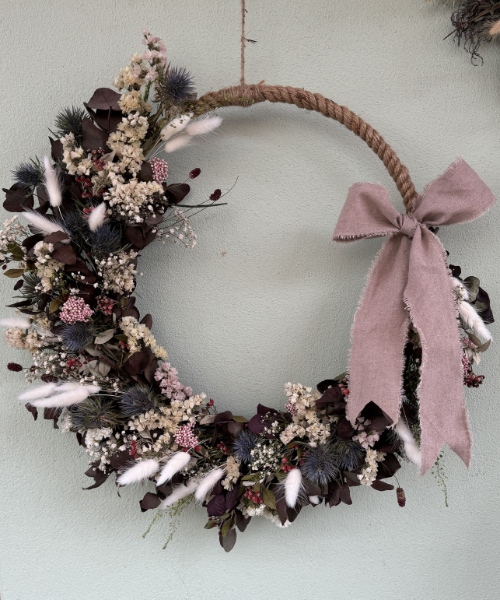Dried wreath making workshop — fresh Christmas wreath by Bristol Floral Design, Clifton Village