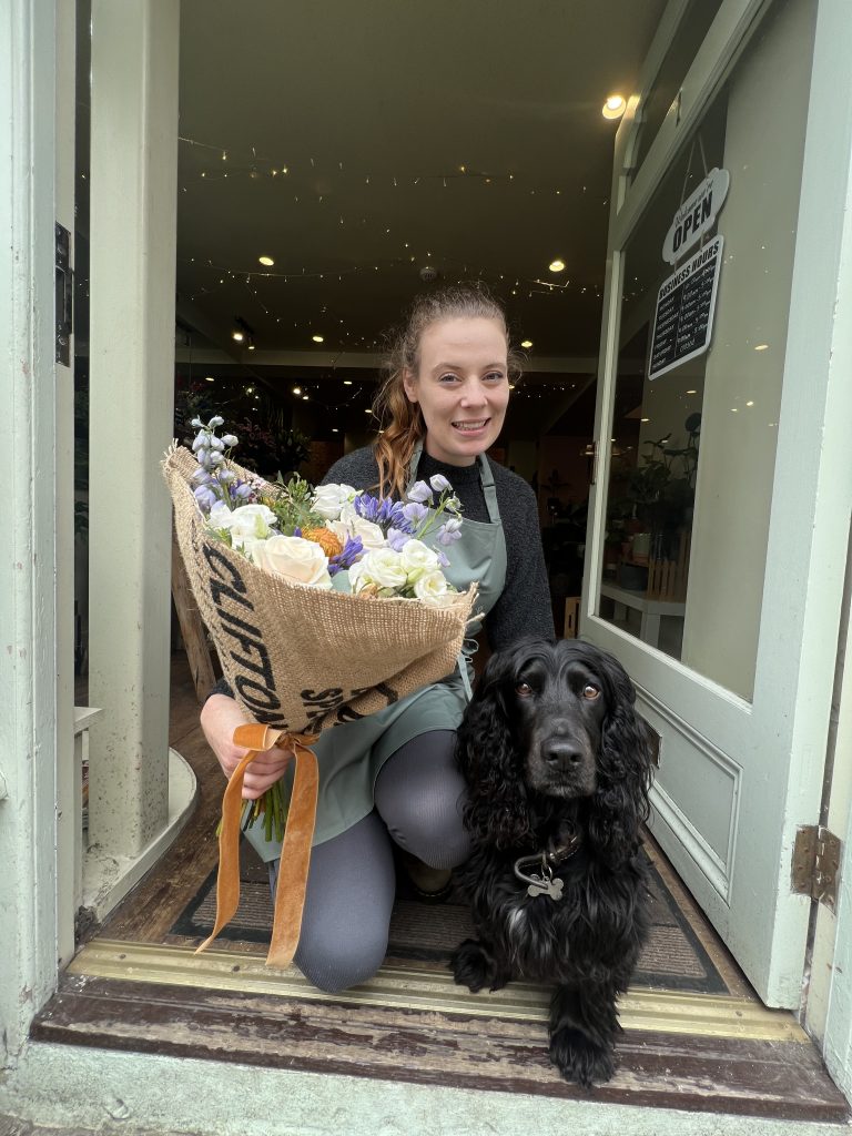 Local florist creating flower bouquets in Bristol