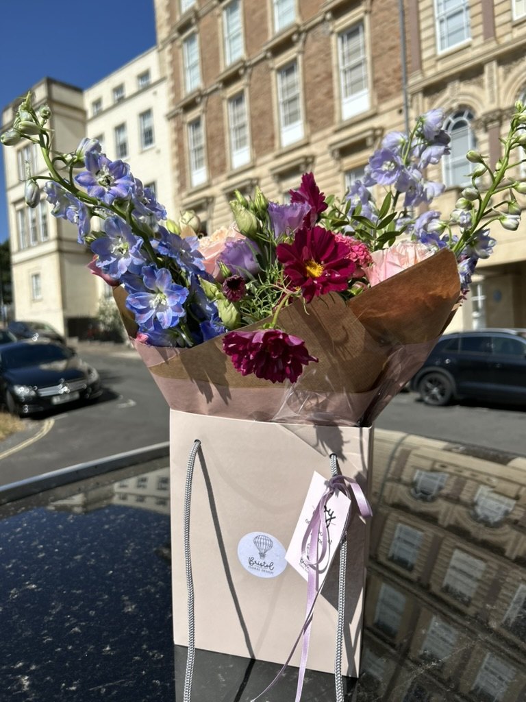 Seasonal hand-tied bouquet by Bristol Floral Design, delivered in Clifton